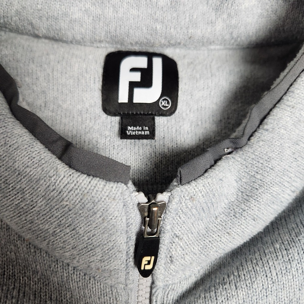 FootJoy Fleece Golf Vest Men XL 1/4 Zip Grey Black Trim Sleeveless Performance - Picture 5 of 8